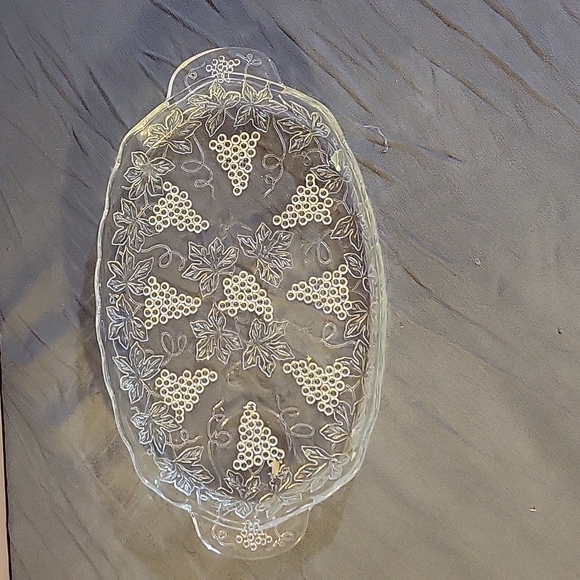 Indiana Glass Other - Vintage Indiana Pressed Glass Harvest Grape Crystal Serving Platter 11.25 X 6.5"